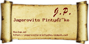 Jagerovits Pintyőke névjegykártya